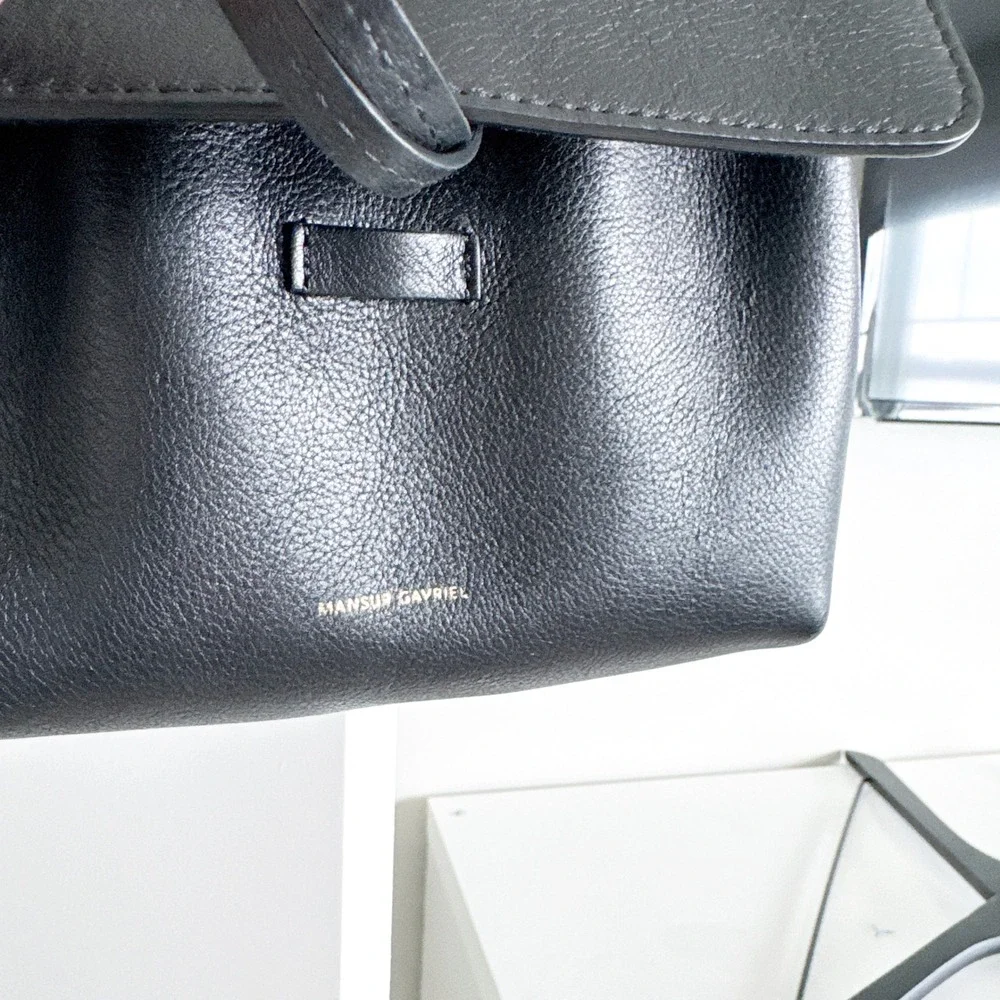 Mansur Gavriel Mini Lady‎ Bag Black Pebbled Leather Crossbody Handbag Italy